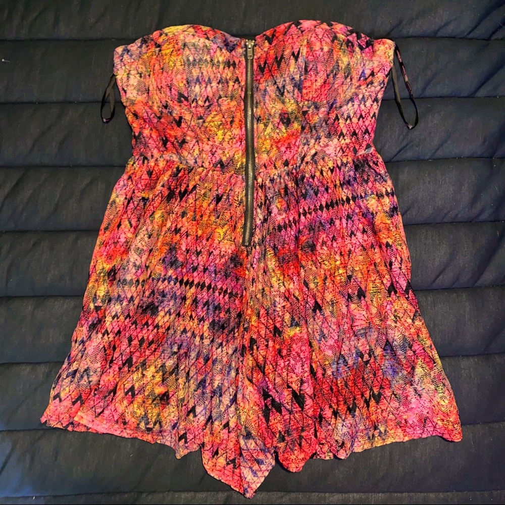 Multicolored zip up romper